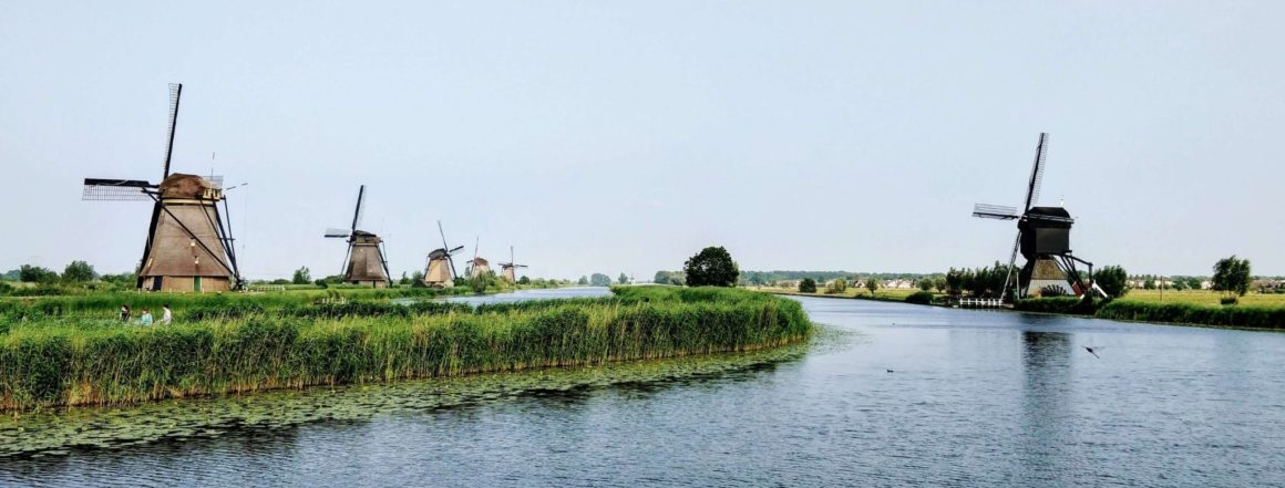 Windmühlen bestaunen beim Angeln in Holland