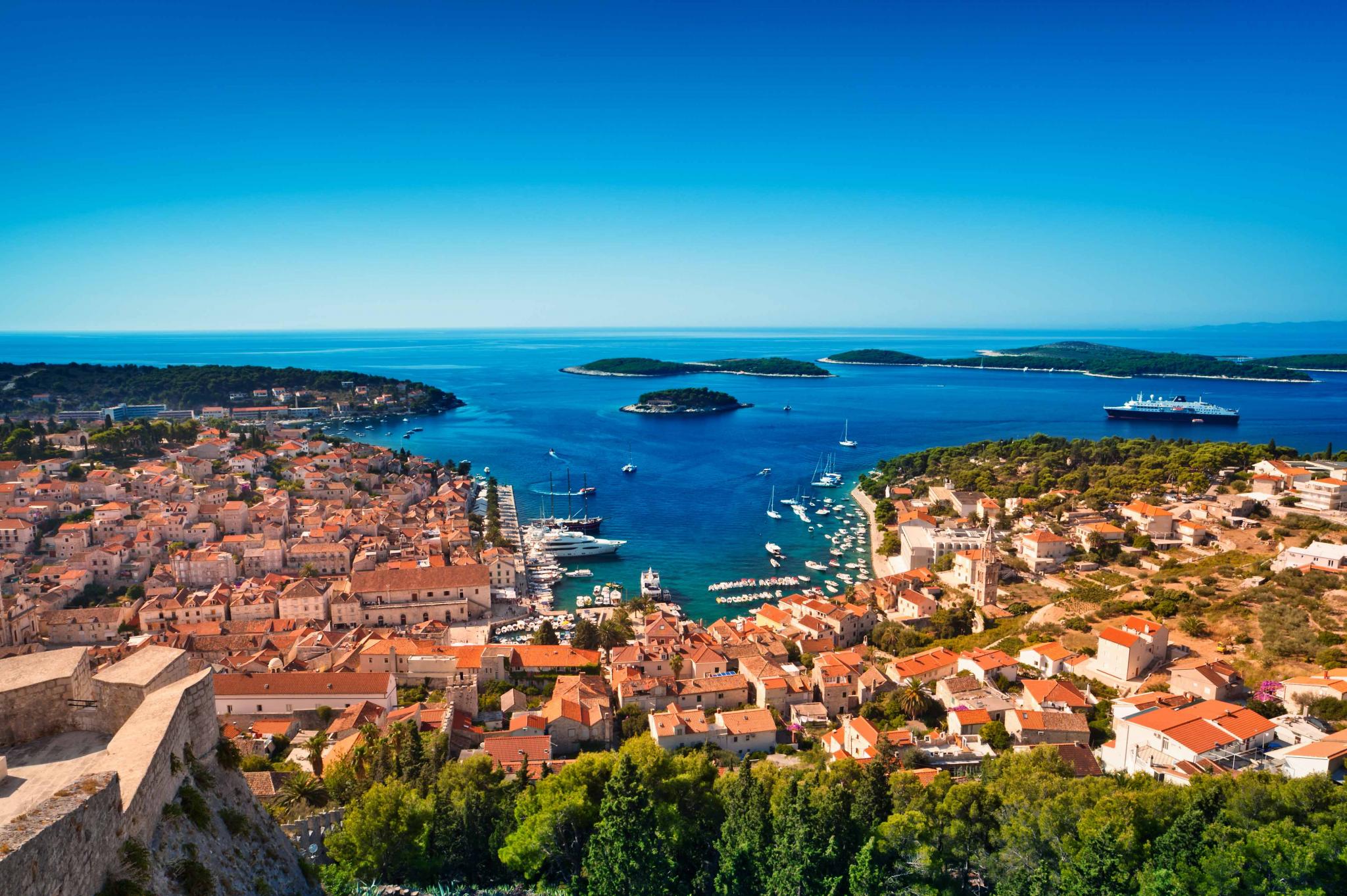Vista aérea de Hvar, Croacia