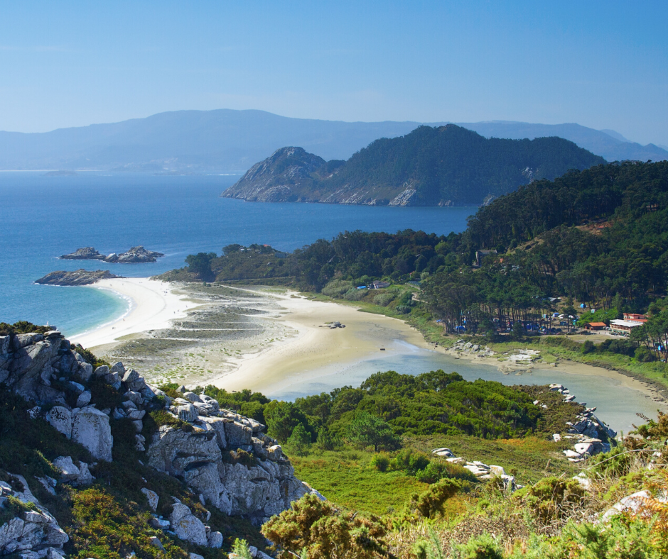 Impresionante vistas de las Islas Cíes en Galicia, España. 