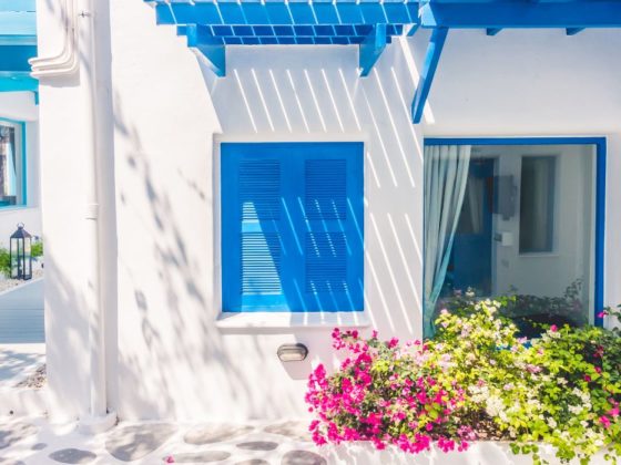 paaesaggio della grecia azzurro e bianco