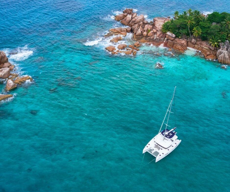 seychellen catamaran natuur turquoise eiland