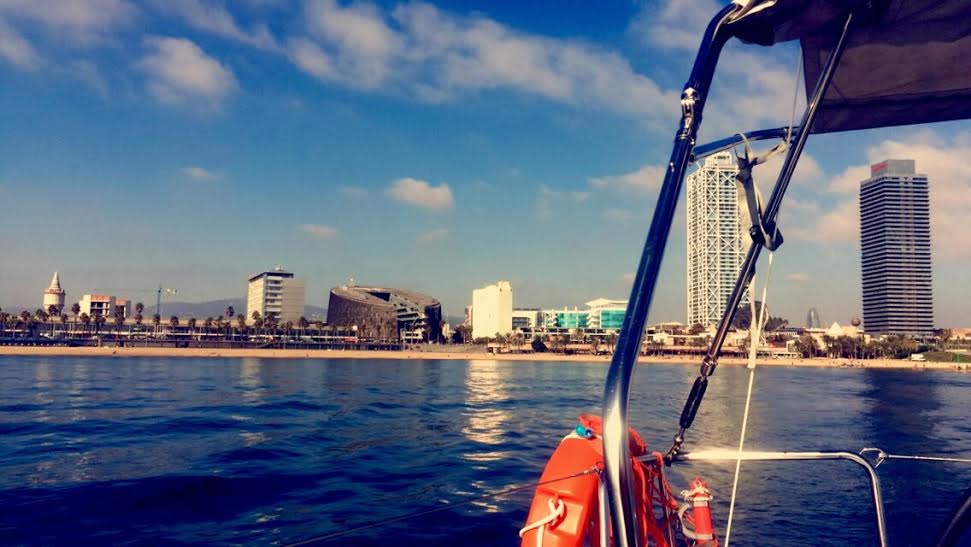 The view of Port Olympic from the Sea