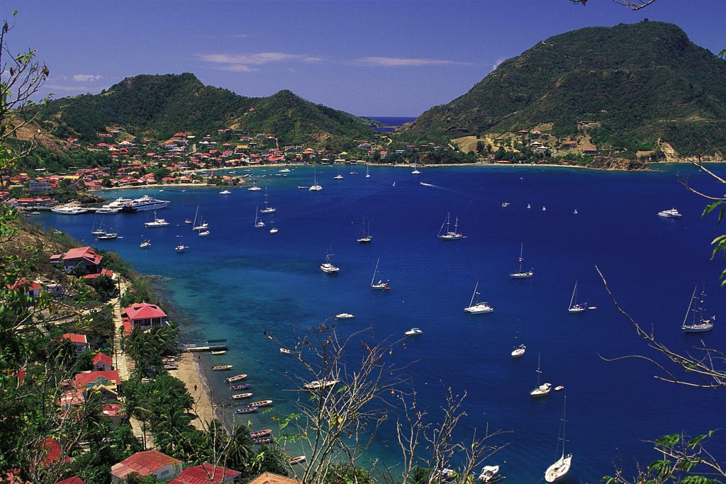 Les Saintes, boats in blue water