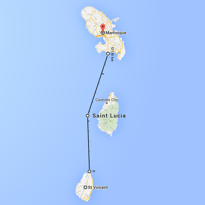 Sailing Route to Martinique