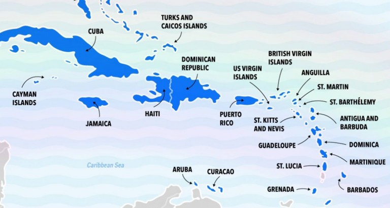 Map of the Caribbean Islands