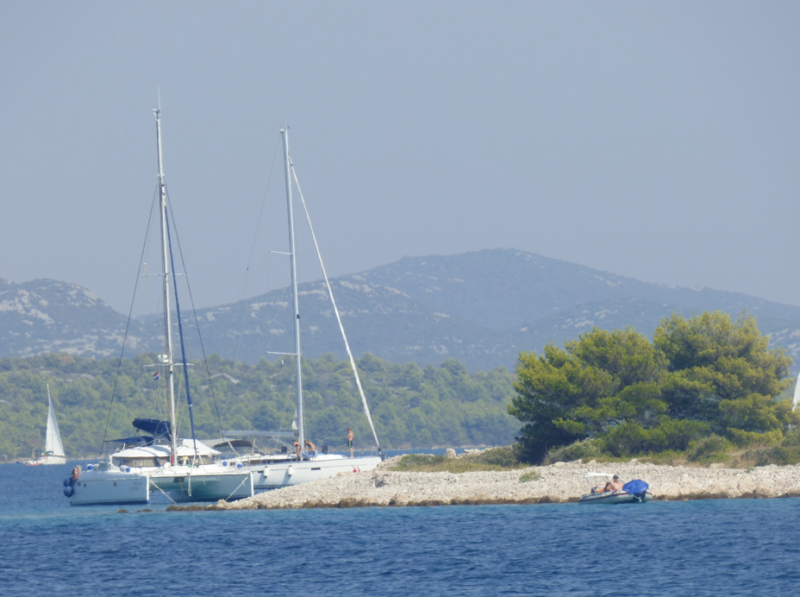 Anchoring on our sailing route in Croatia