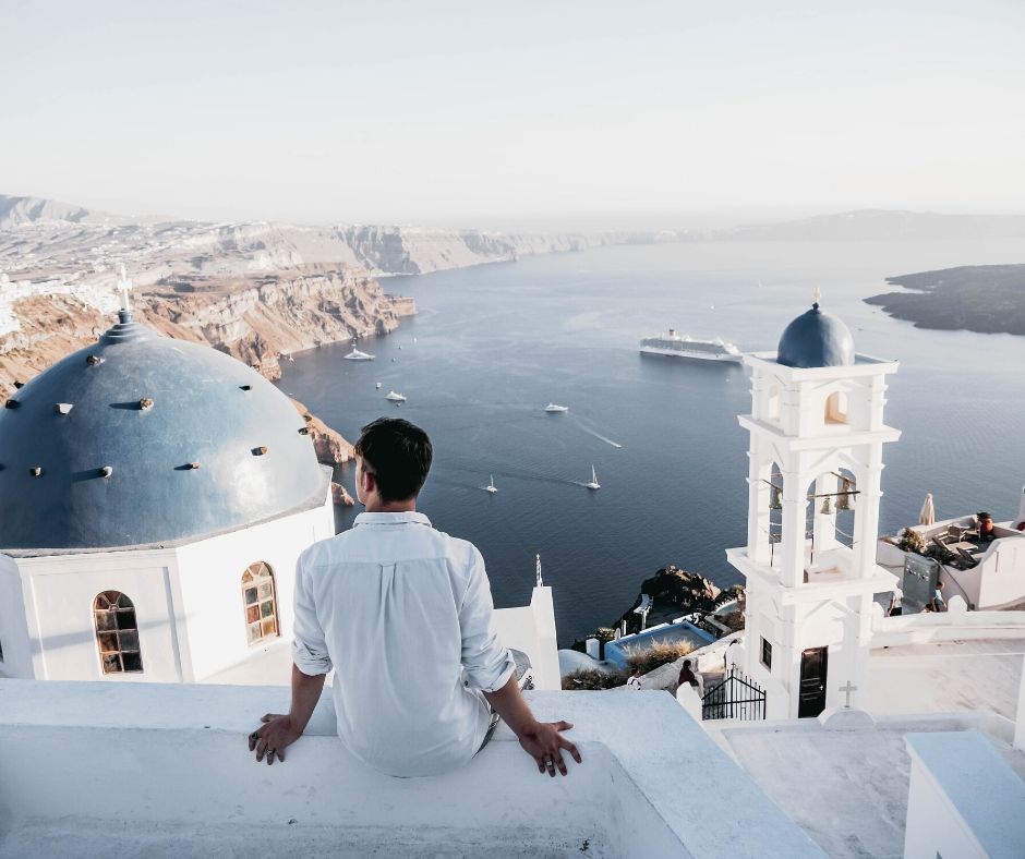 Man enjoying Santorini