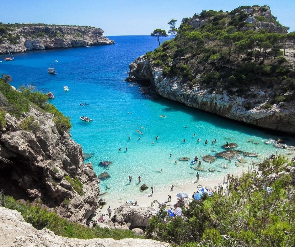 Turquoise blue and crystal clear waters of Mallorca