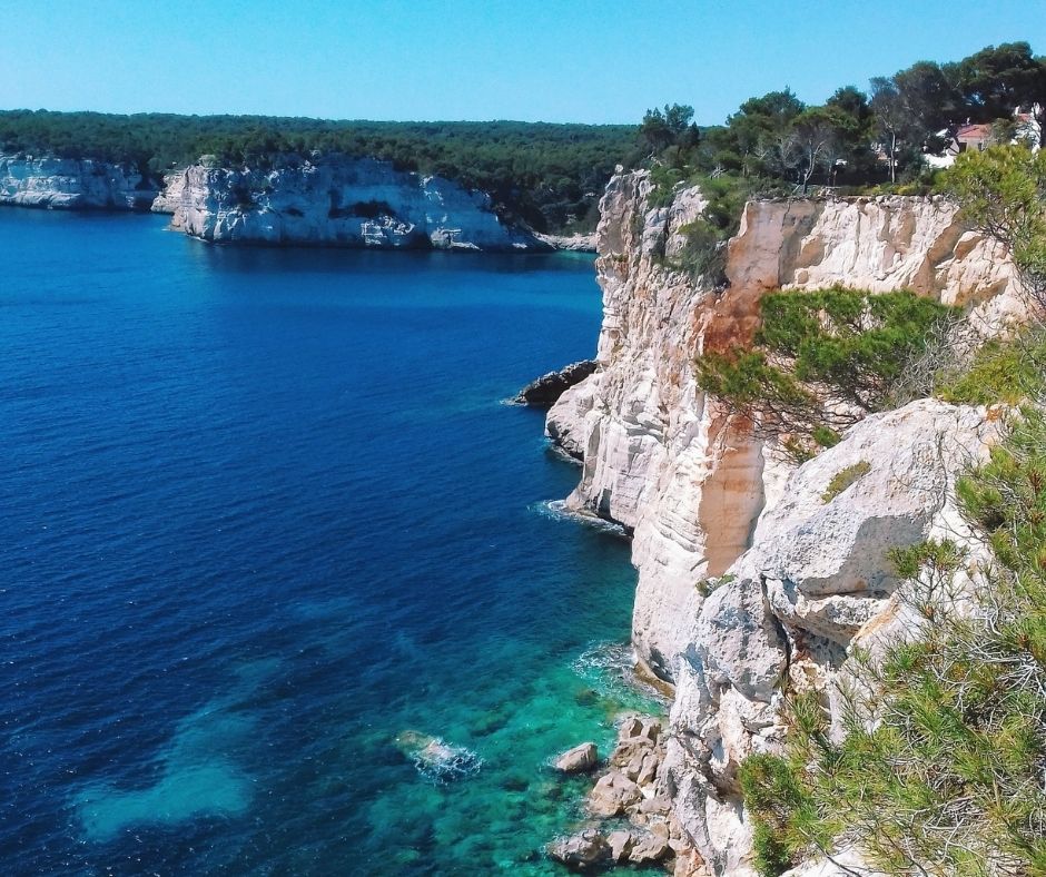 cala in menorca with the sea of the beautiful color 