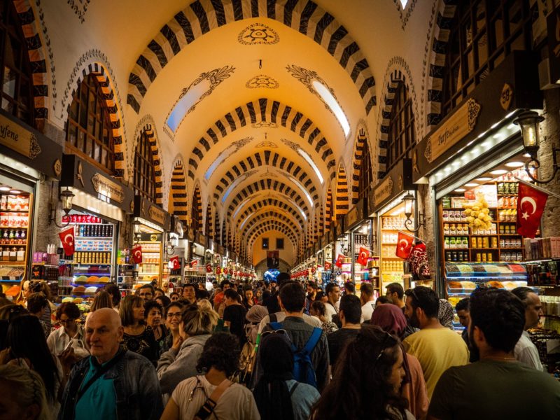 Grand Bazaar, Turkey, full of people - a great place to visit for a break from the beaches