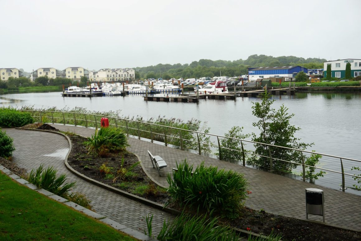 A photo of Carrick-on-Shannon in Ireland, one of the rivers on which houseboat holidays are possible.