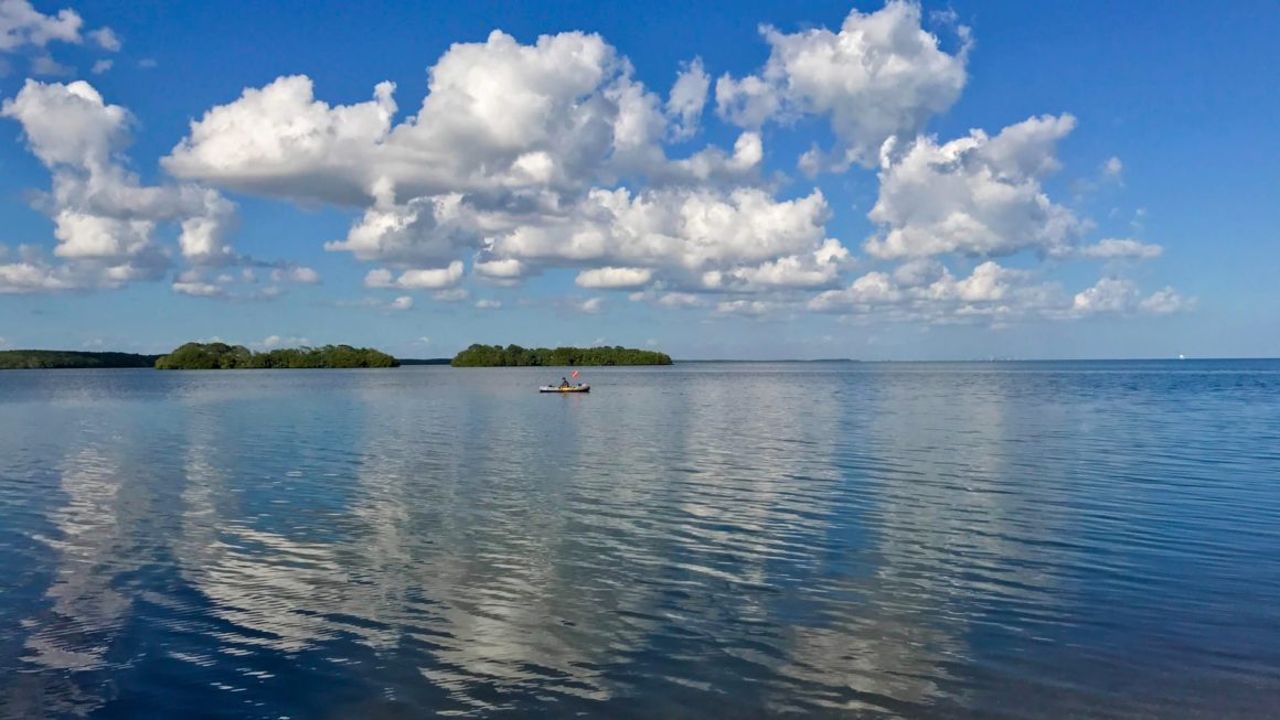 Canoeing and Kayaking in Biscayne National Park. Blue skies and waters