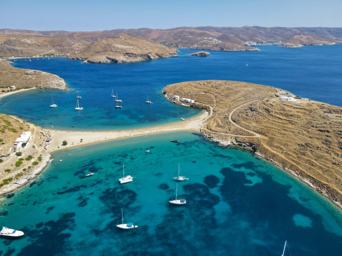 Aerial views of Kythnos, perfect for a luxury yacht trip