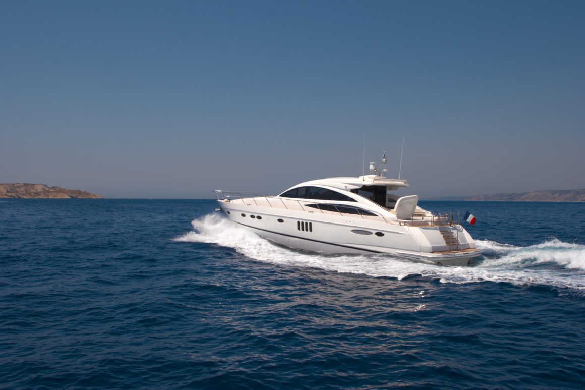 Luxury motor yacht in Mediterranean sea
