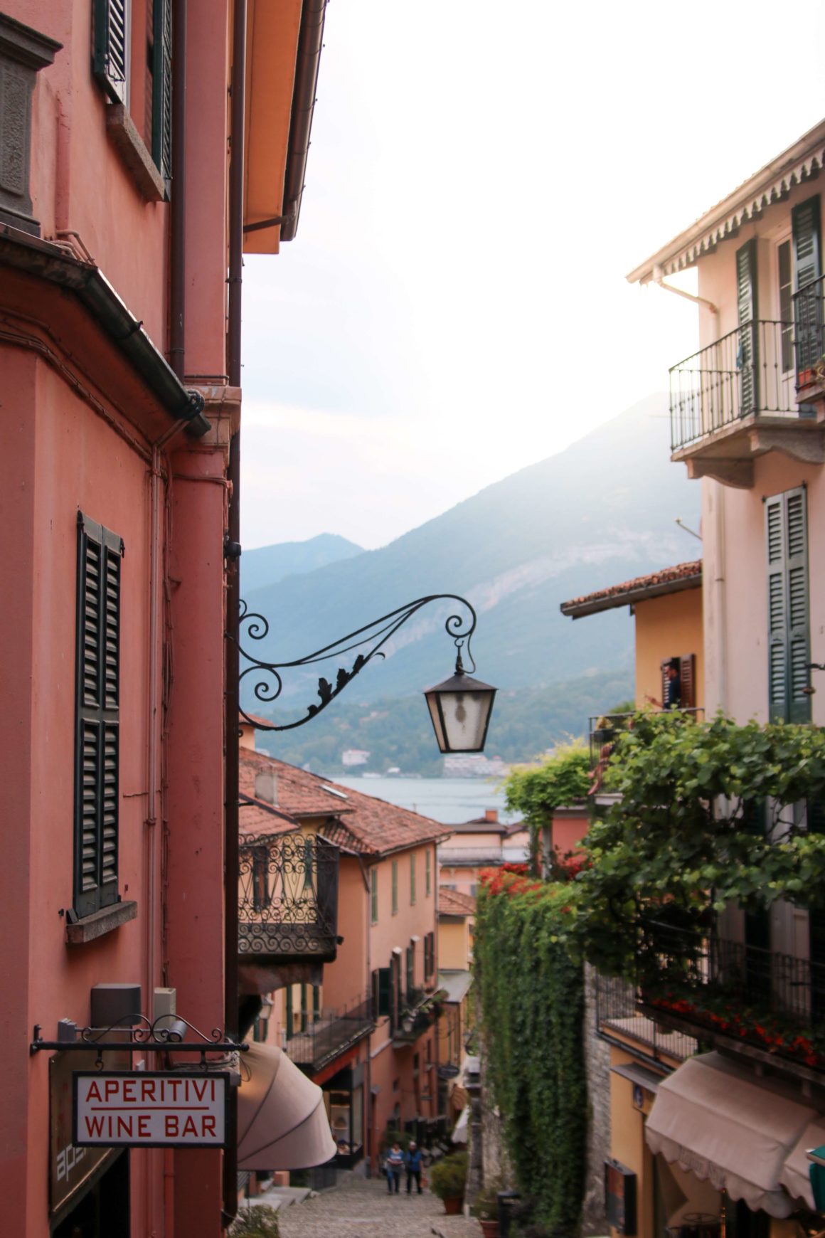 A charming street with a view of Lake Como
