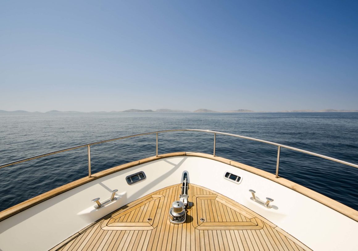 A view of the bow of a boat