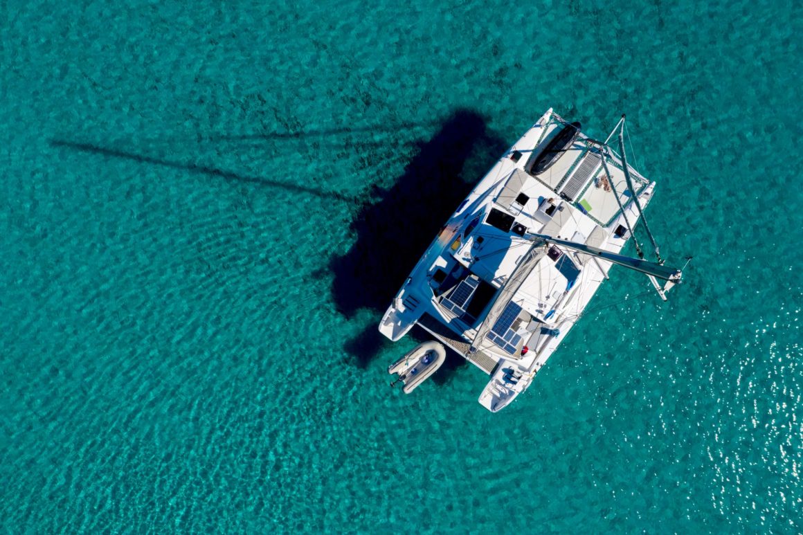 An overview of a sailing catamaran