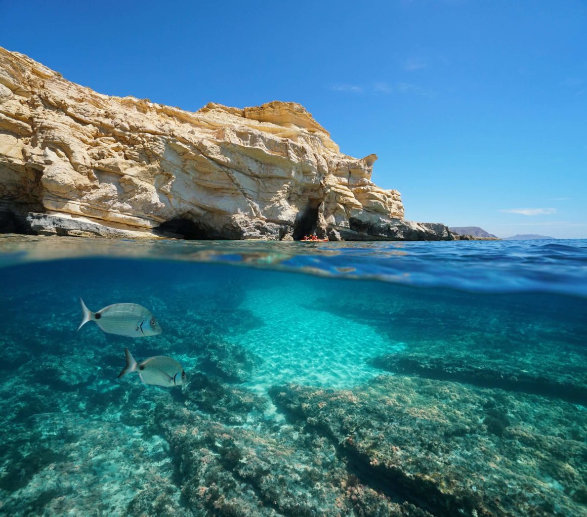 The cliffs and sea in Cabo San Lucas